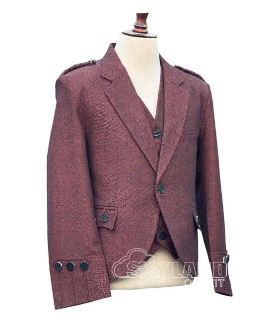 Maroon Tweed Argyle Jacket and Vest | Scottish Wine Formal Set Maroon Tweed Argyle Jacket and Vest | Scottish Wine Formal Set