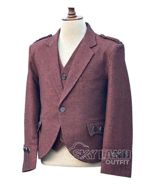 Maroon Tweed Argyle Jacket and Vest | Scottish Wine Formal Set Maroon Tweed Argyle Jacket and Vest | Scottish Wine Formal Set