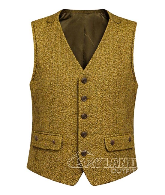 Mustard Yellow Tweed Argyle Jacket and Vest | Bold Scottish Set Mustard Yellow Tweed Argyle Jacket and Vest | Bold Scottish Set