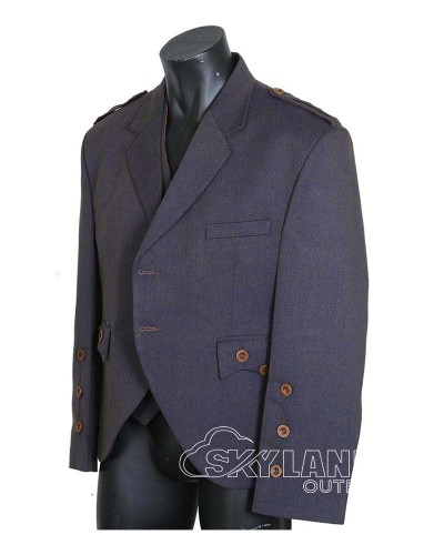 Navy Blue Argyle Jacket – Traditional Scottish Highland Kilt Jacket for Men