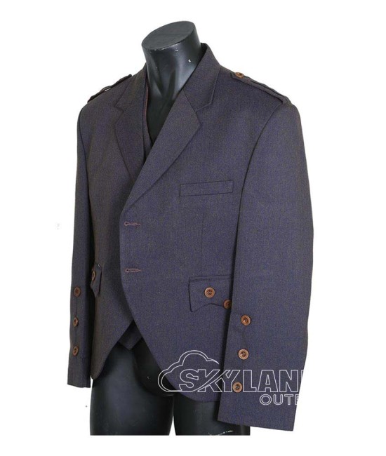 Navy Blue Argyle Jacket – Traditional Scottish Highland Kilt Jacket for Men