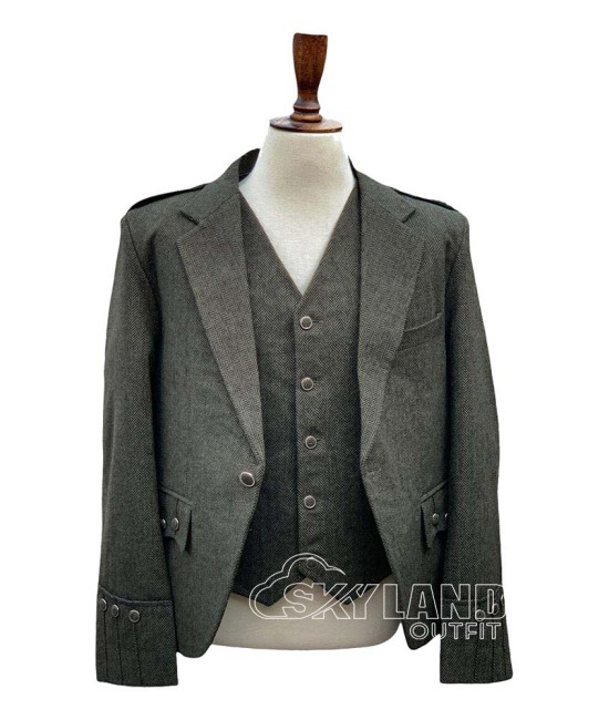 Olive Green Tweed Argyle Jacket and Vest | Scottish Formal Set Olive Green Tweed Argyle Jacket and Vest | Scottish Formal Set