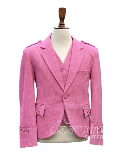 Pink Tweed Argyle Jacket and Vest | Bold Scottish Formal Set
