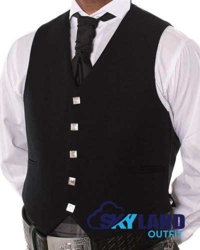 Scottish Solid Black Vest / Irish Formal Tartan Waistcoats - 4 Plaids