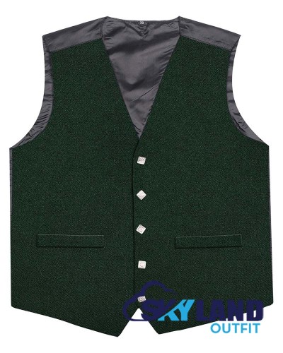 Scottish Solid Green Vest / Irish Formal Tartan Waistcoats - 4 Plaids