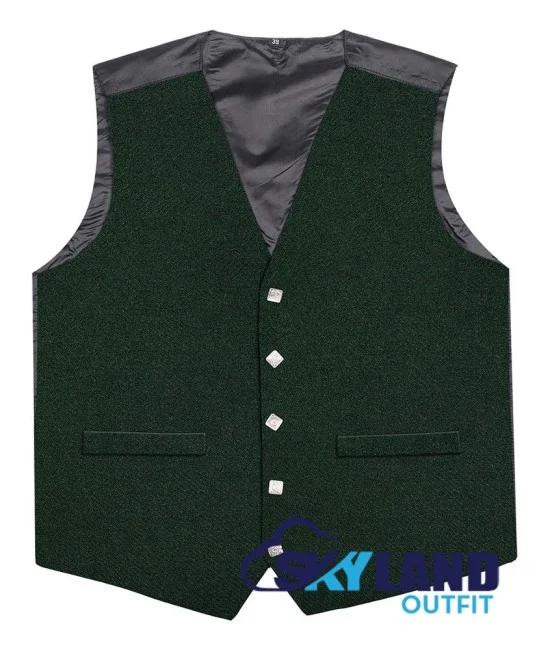 Scottish Solid Green Vest / Irish Formal Tartan Waistcoats - 4 Plaids Scottish Solid Green Vest / Irish Formal Tartan Waistcoats - 4 Plaids