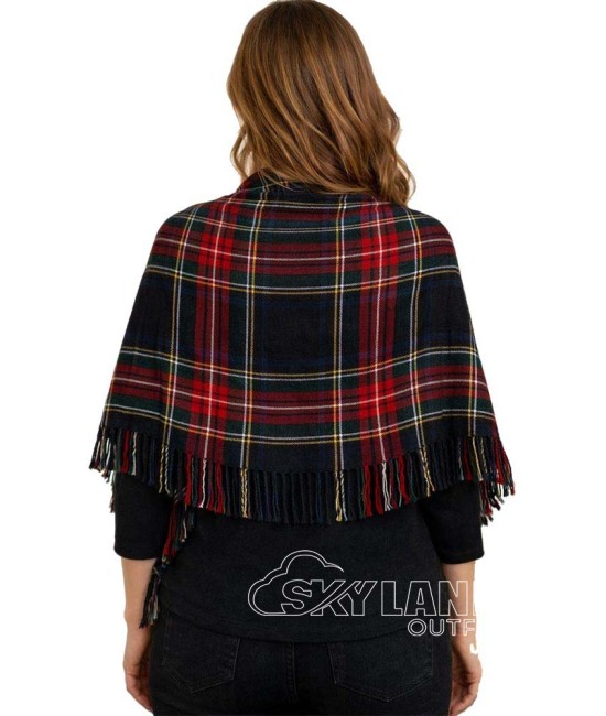 Ladies Black Stewart Tartan Shawl Stole – Wool Plaid Wrap Ladies Black Stewart Tartan Shawl Stole – Wool Plaid Wrap