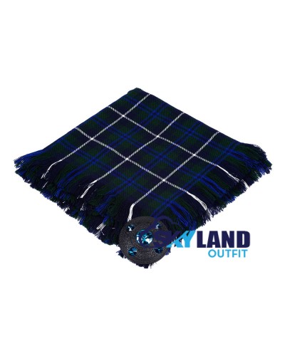 Blue Douglas Tartan Scottish Kilt Fly Plaid with Hand Fringed Blue Douglas Tartan Scottish Kilt Fly Plaid with Hand Fringed