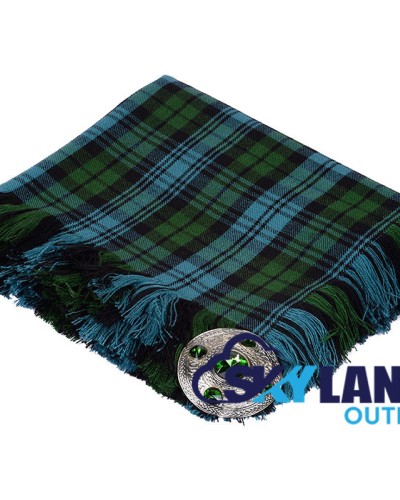 Campbell Ancient Tartan Scottish Kilt Fly Plaid with Hand Fringed