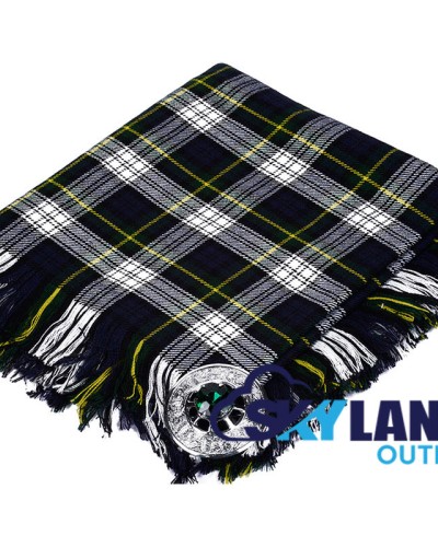 Dress Gordon Tartan Scottish Kilt Fly Plaid with Hand Fringed