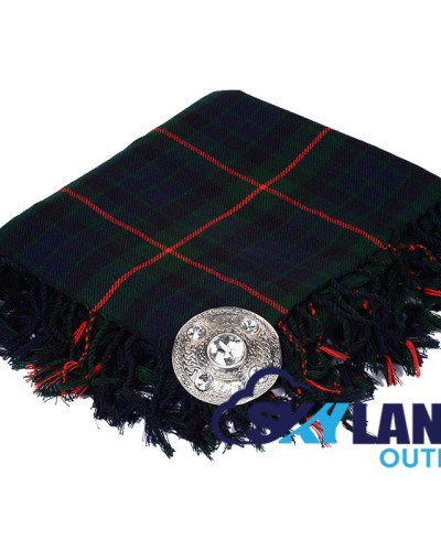 Gunn Tartan Scottish Kilt Fly Plaid with Hand Fringed Gunn Tartan Scottish Kilt Fly Plaid with Hand Fringed