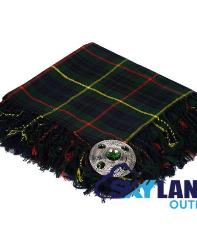 Hunting Stewart Tartan Scottish Kilt Fly Plaid with Hand Fringed