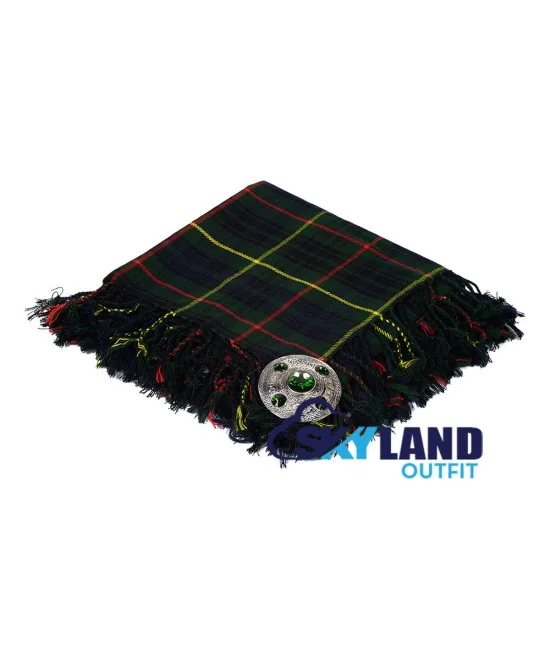 Hunting Stewart Tartan Scottish Kilt Fly Plaid with Hand Fringed