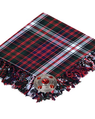 MacDonald Dress Tartan Scottish Kilt Fly Plaid with Hand Fringed