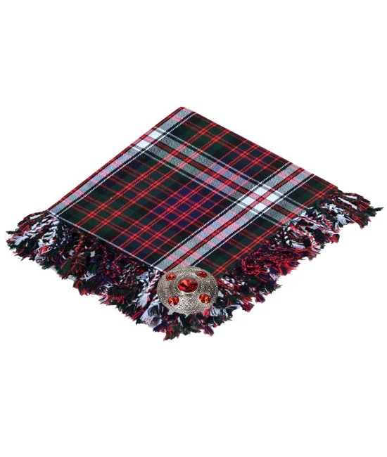 MacDonald Dress Tartan Scottish Kilt Fly Plaid with Hand Fringed MacDonald Dress Tartan Scottish Kilt Fly Plaid with Hand Fringed