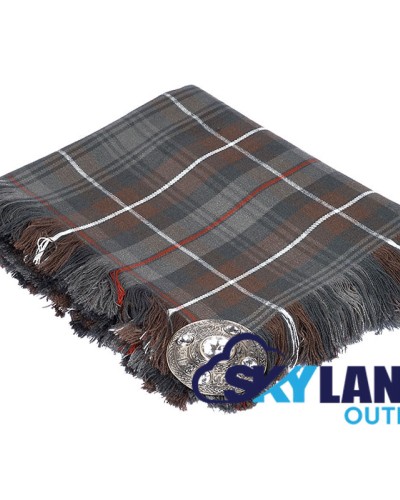 Mackenzie Weathered Tartan Scottish Kilt Fly Plaid with Hand Fringed