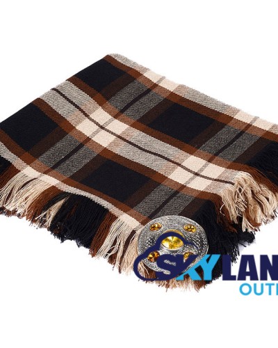 Rose Ancient Tartan Scottish Kilt Fly Plaid with Hand Fringed