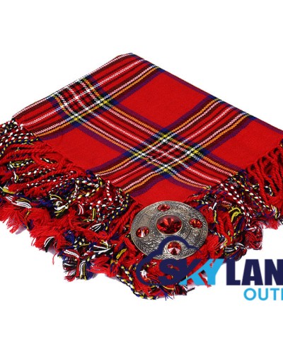 Royal Stewart Tartan Scottish Kilt Fly Plaid with Hand Fringed
