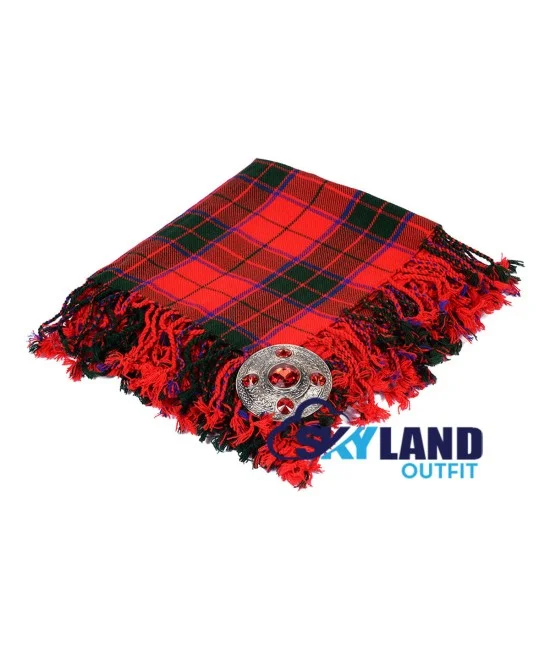 Scottish Rose Tartan Kilt Fly Plaid with Hand Fringed