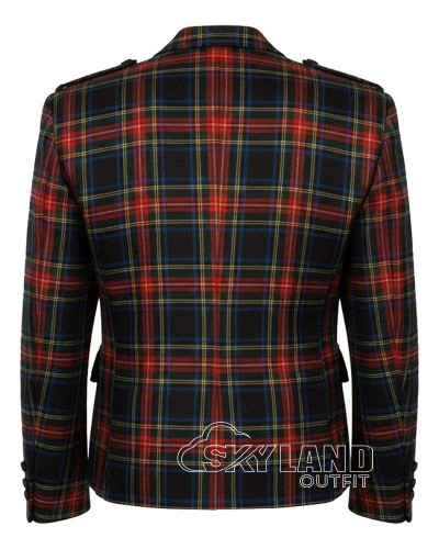 Black Stewart Tartan Argyle Jacket | Scottish Highland Formal Jacket