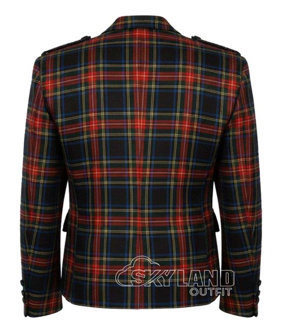 Black Stewart Tartan Argyle Jacket | Scottish Highland Formal Jacket