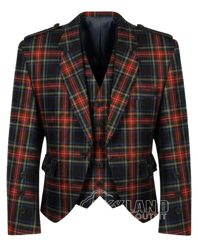 Black Stewart Tartan Argyle Jacket | Scottish Highland Formal Jacket