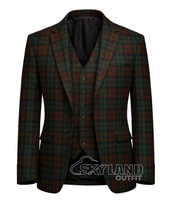 Brown Watch Tartan Jacket and Vest | Scottish Military Formal Set Brown Watch Tartan Jacket and Vest | Scottish Military Formal Set