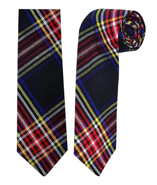 Black Stewart Tartan Acrylic NeckTie Scottish Clan NeckTies Black Stewart Tartan Acrylic NeckTie Scottish Clan NeckTies