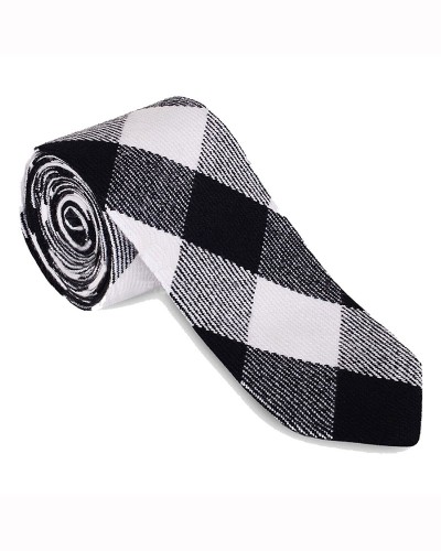 White Black Rob Roy Tartan Necktie | Scottish Clan Tie | Skyland Outfit
