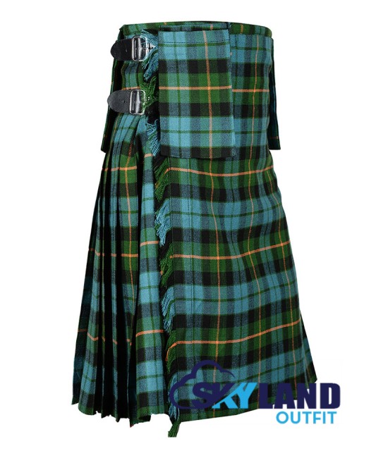 Scottish 8 yard Gunn Ancient tartan kilt with detachable pockets