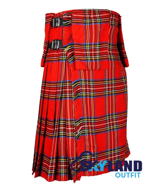 Scottish 8 yard Royal Stewart tartan kilt with detachable pockets
