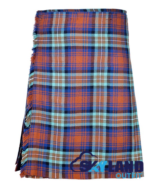 Scottish Irn Bru Tartan 8 Yard Kilt for Men Traditional Tartan Kilts