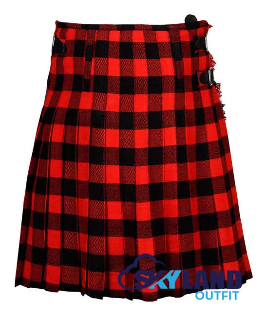 Scottish Red, Black Rob Roy Tartan 8 Yard Kilt Traditional Kilts