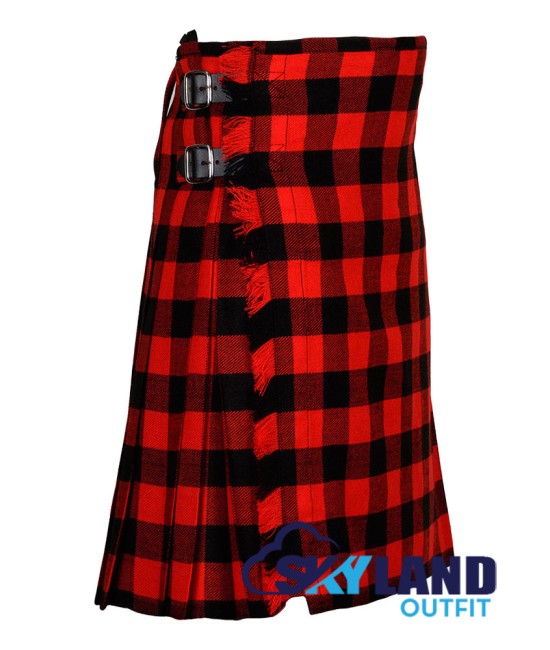 Scottish Red, Black Rob Roy Tartan 8 Yard Kilt Traditional Kilts