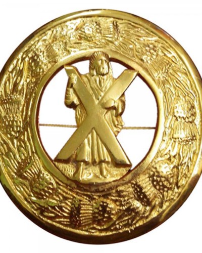 Premium Quality Andrew Crest Gold Fly Plaid Brooch for Scottish Kilt