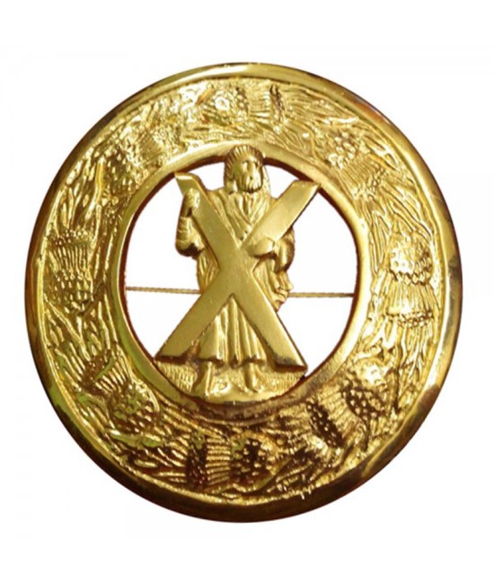 Premium Quality Andrew Crest Gold Fly Plaid Brooch for Scottish Kilt