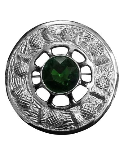 Celtic Kilt Pin Green Stone Antique Finish 4" Scottish Pins & Brooches Metal 