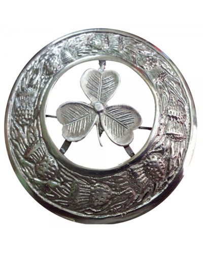 Premium Quality Shamrock Leaf Silver Coated Fly Plaid Brooch for Scottish Kilt Premium Quality Shamrock Leaf Silver Coated Fly Plaid Brooch for Scottish Kilt