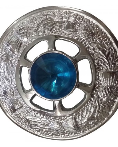 Premium Quality Sky Stone Silver Coated Fly Plaid Brooch for Scottish Kilt