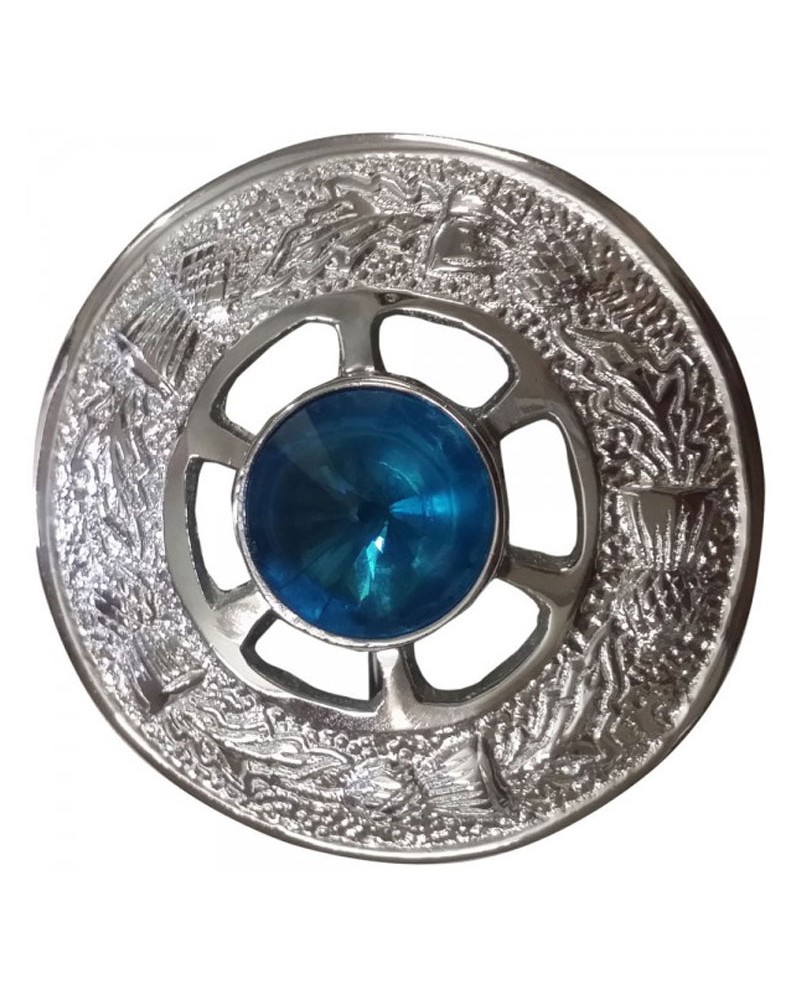 Scottish Fly Plaid Brooch Antique Finish Blue Stone Celtic Kilt Pins & Brooches 