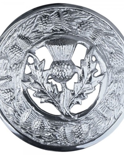 Premium Quality Thistle Designed Silver Coated Fly Plaid Brooch for Scottish Kilt