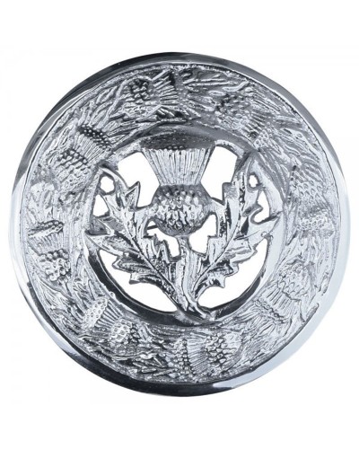 Premium Quality Thistle Designed Silver Coated Fly Plaid Brooch for Scottish Kilt