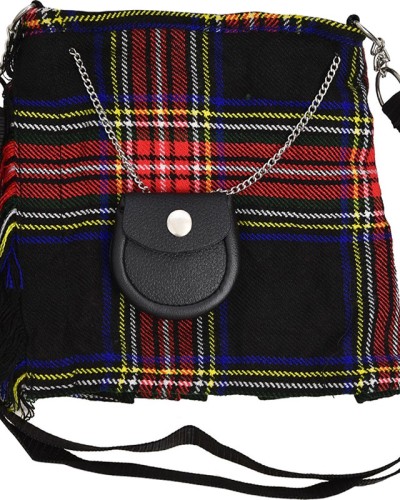 Black Stewart Tartan Ladies Kilt Shaped Purse, Tote Bag Black Stewart Tartan Ladies Kilt Shaped Purse, Tote Bag