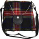Scottish Black Stewart Tartan Ladies Kilt Shaped Purse, Traditional Clothing Hand Bag