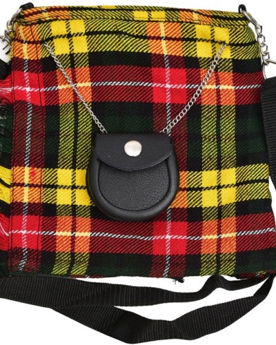 Buchanan Tartan Ladies Kilt Shaped Purse, Tote Bag Buchanan Tartan Ladies Kilt Shaped Purse, Tote Bag