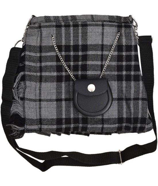 Scottish Grey Watch Tartan Ladies Kilt Shaped Purse, Traditional Clothing Hand Bag