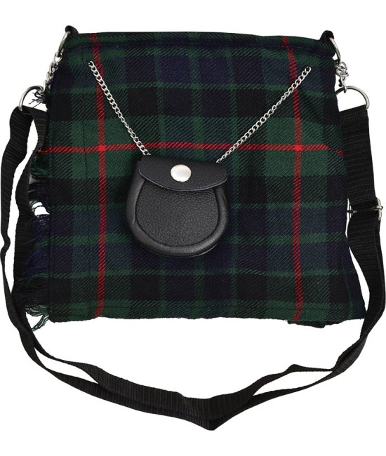 Scottish Gunn Tartan Ladies Kilt Shaped Purse, Traditional Clothing Hand Bag