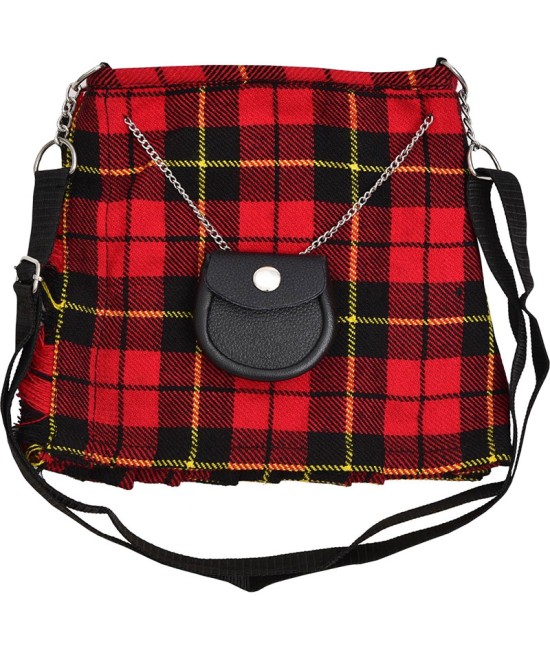 Scottish Wallace Tartan Ladies Kilt Shaped Purse, Traditional Clothing Hand Bag