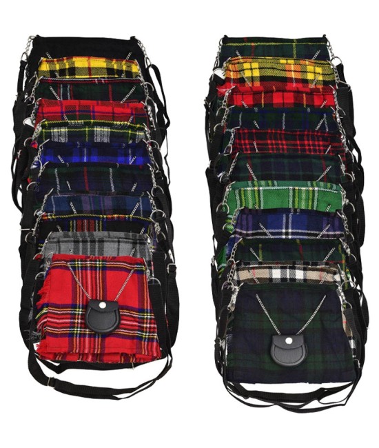 Scottish Dress Gordon Tartan Ladies Kilt Shaped Purse, Traditional Clothing Hand Bag