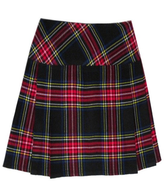 Ladies Black Stewart Tartan Mini Billie Kilt Mod Skirt Girls Mini Billie Skirt
